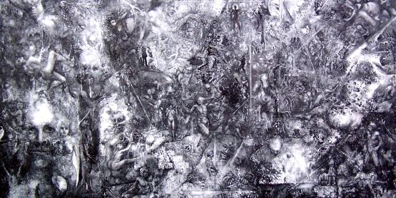 Les entachements du silence - émulsion graphite sur toile - 50x65cm