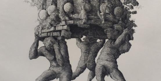 André Beuchat - Sacra insula - eau-forte / pointe-sèche - 50x38cm