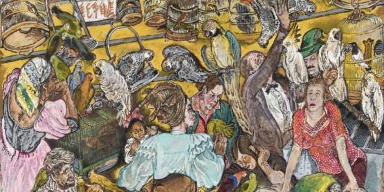 Temple Street - mine de plomb, pastel - 60x60cm