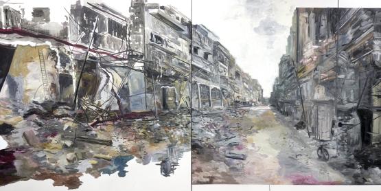 Alep 1 et 2 - huile sur toile, 200x300cm, 2019