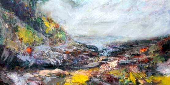 Petite crique à marée basse - huile sur toile, 114x146cm, 2025