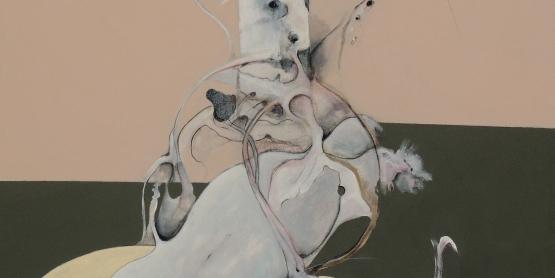 Sous influence - acrylique, pastel et mine de plomb, 80x80cm, 2023