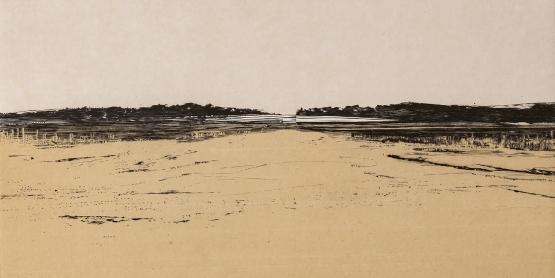 Une clareté sous la paupière - burin sur deux chines collés, 21,5x38,5cm, 2024