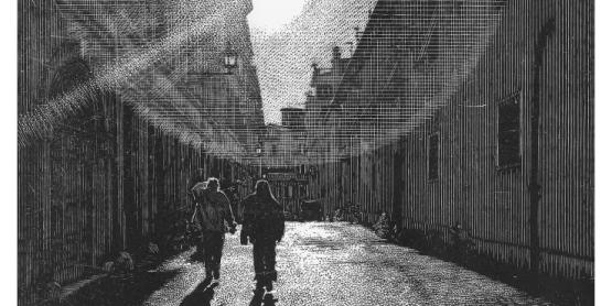 The light of the Eternal City. Rome, 2024, linocut, 77,5x50,5cm