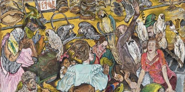 Temple Street - mine de plomb, pastel - 60x60cm